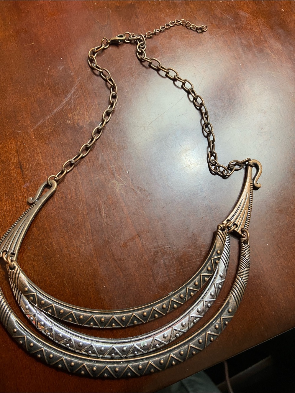 paparazzi Bronze-Tone Bohemian Double Crescent Necklace